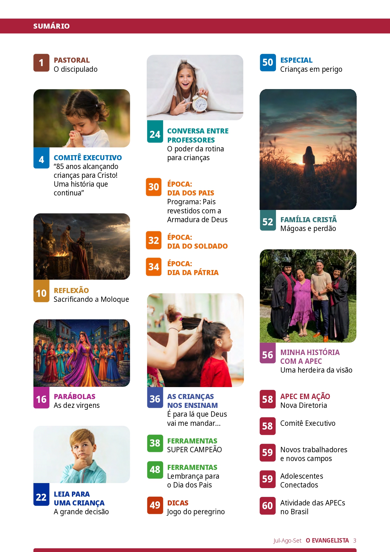 Sumário da Revista O Evangelista de Crianças